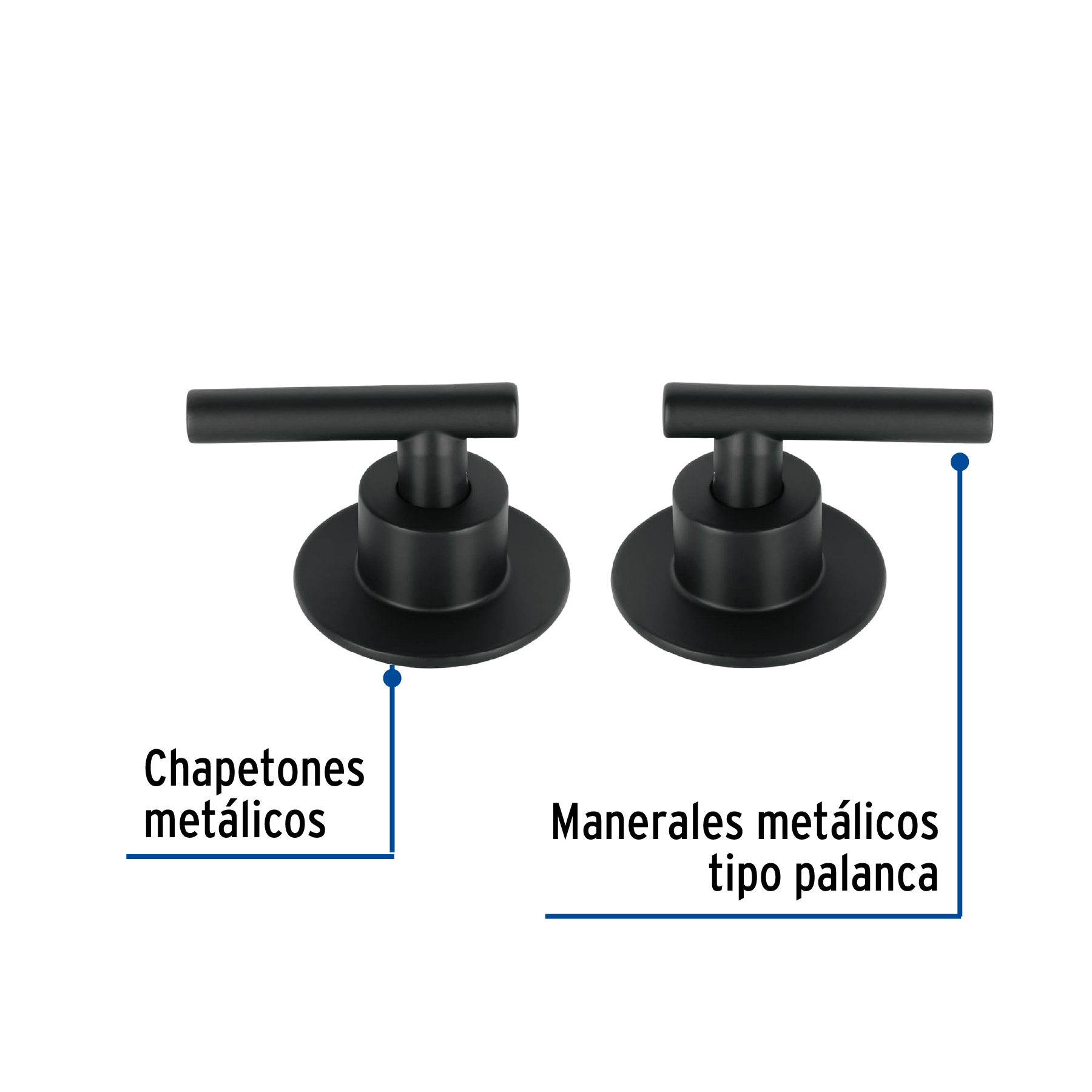 Juego de 2 manerales para regadera, palanca, negro, TÚBIG - Imagen 3