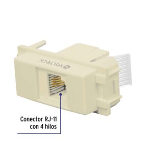 Toma de teléfono, línea Italiana, color marfil, VOLTECK - Imagen 3
