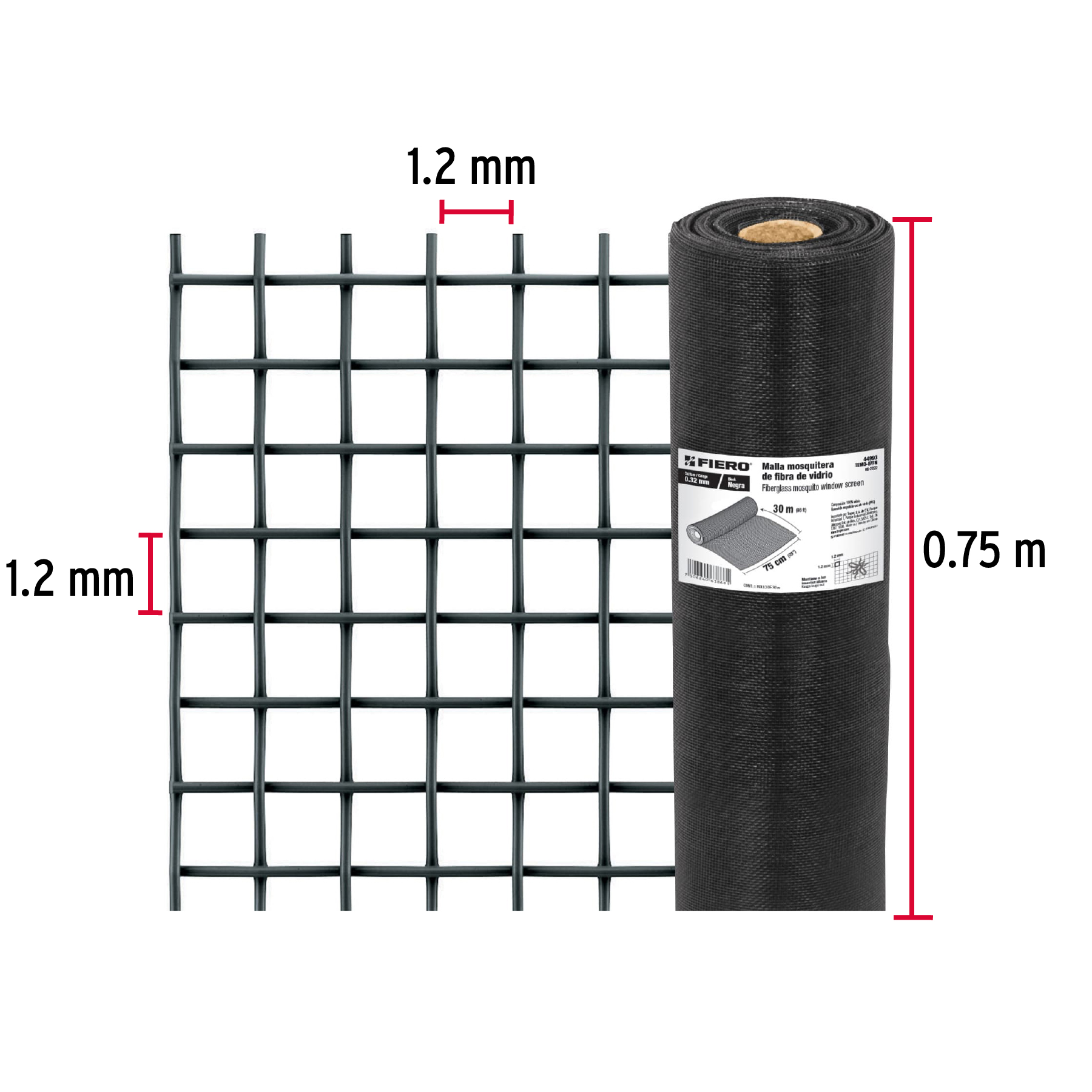 Rollo de 30 m x 0.75m malla mosquitera fibra de vidrio negra - Imagen 4