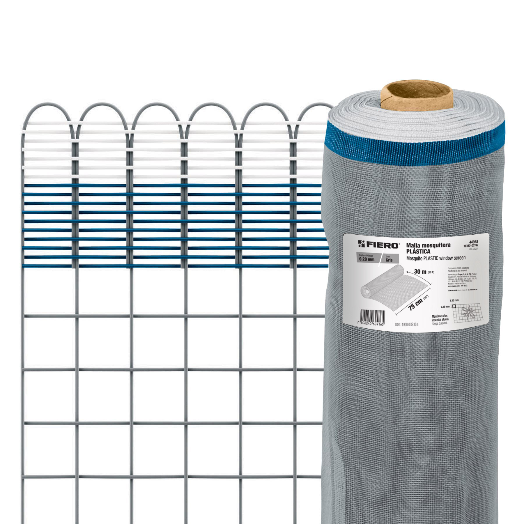 Rollo de 30 m x 0.75 m de malla mosquitera plástica gris - Imagen 2