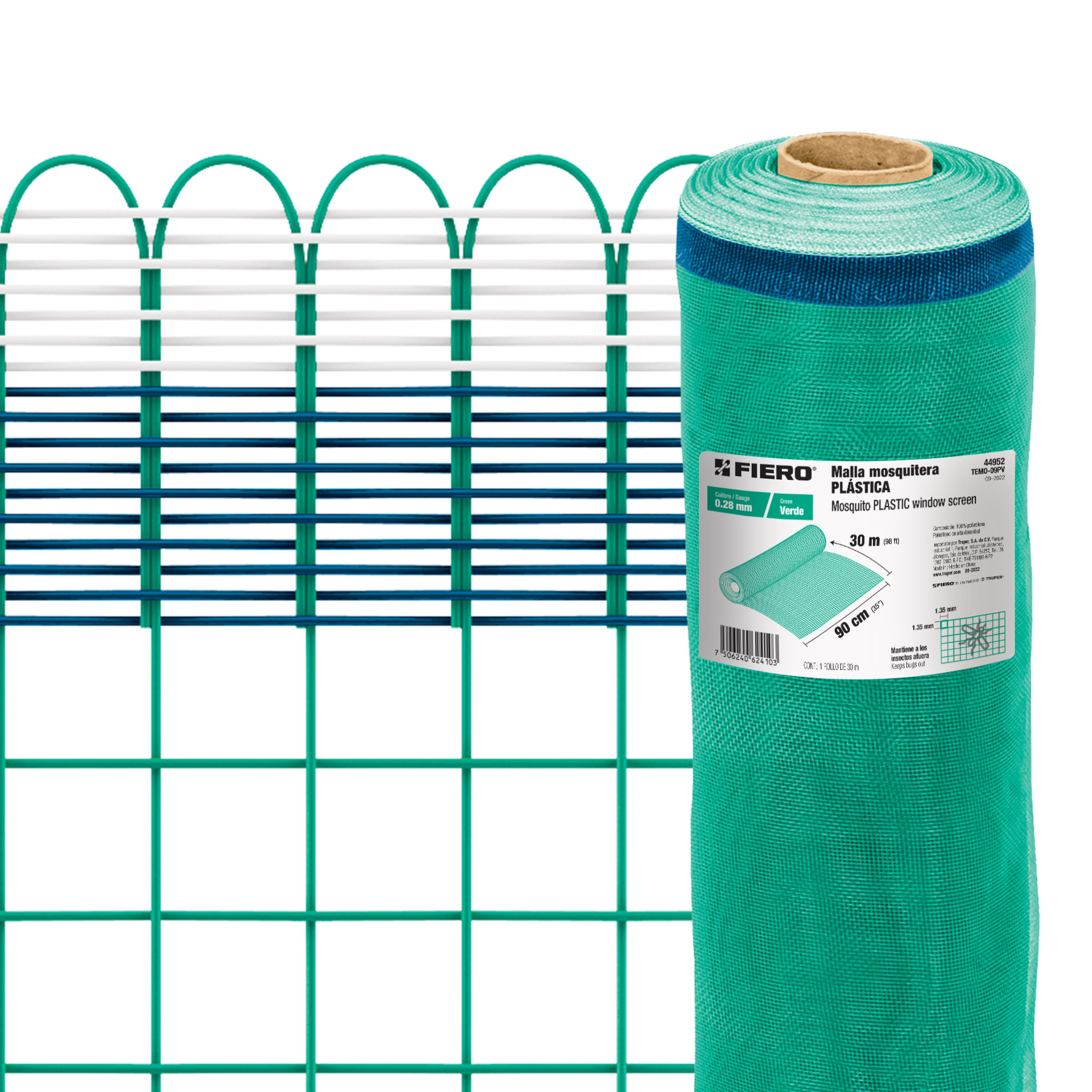 Rollo de 30 m x 0.9 m de malla mosquitera plástica verde - Imagen 2
