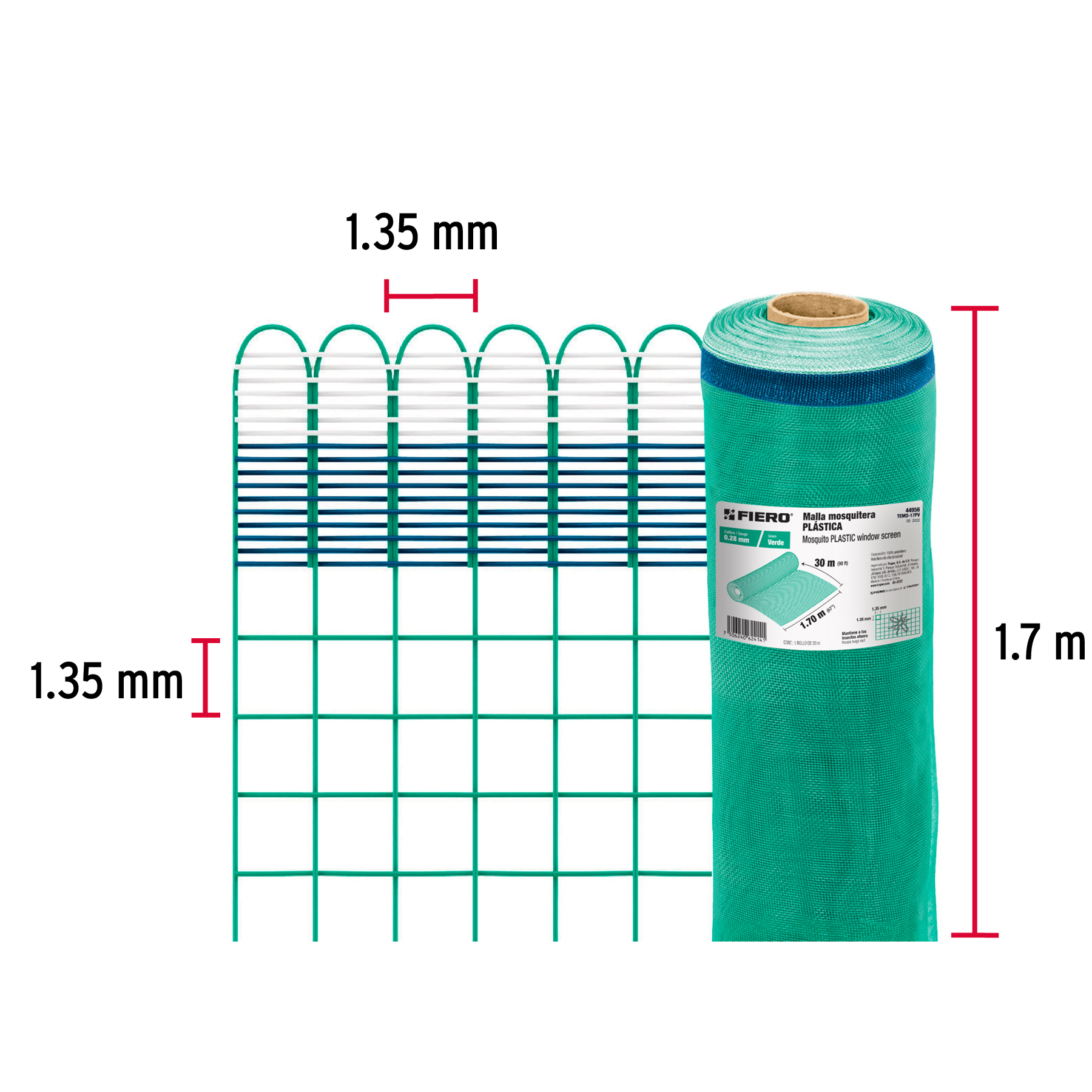 Rollo de 30 m x 1.7 m de malla mosquitera plástica verde - Imagen 4