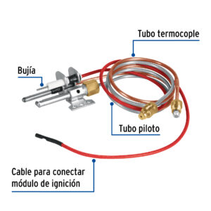 Termopar tipo flauta con bujía, 60 cm, FOSET - Imagen 3
