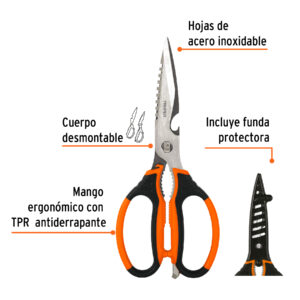 Tijera 8' multiusos, para cocina, acero inoxidable, TRUPER - Imagen 3