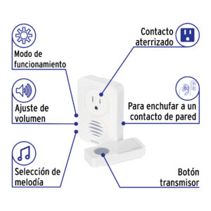 Timbre inalámbrico con clavija, 36 tonos, VOLTECK - Imagen 3