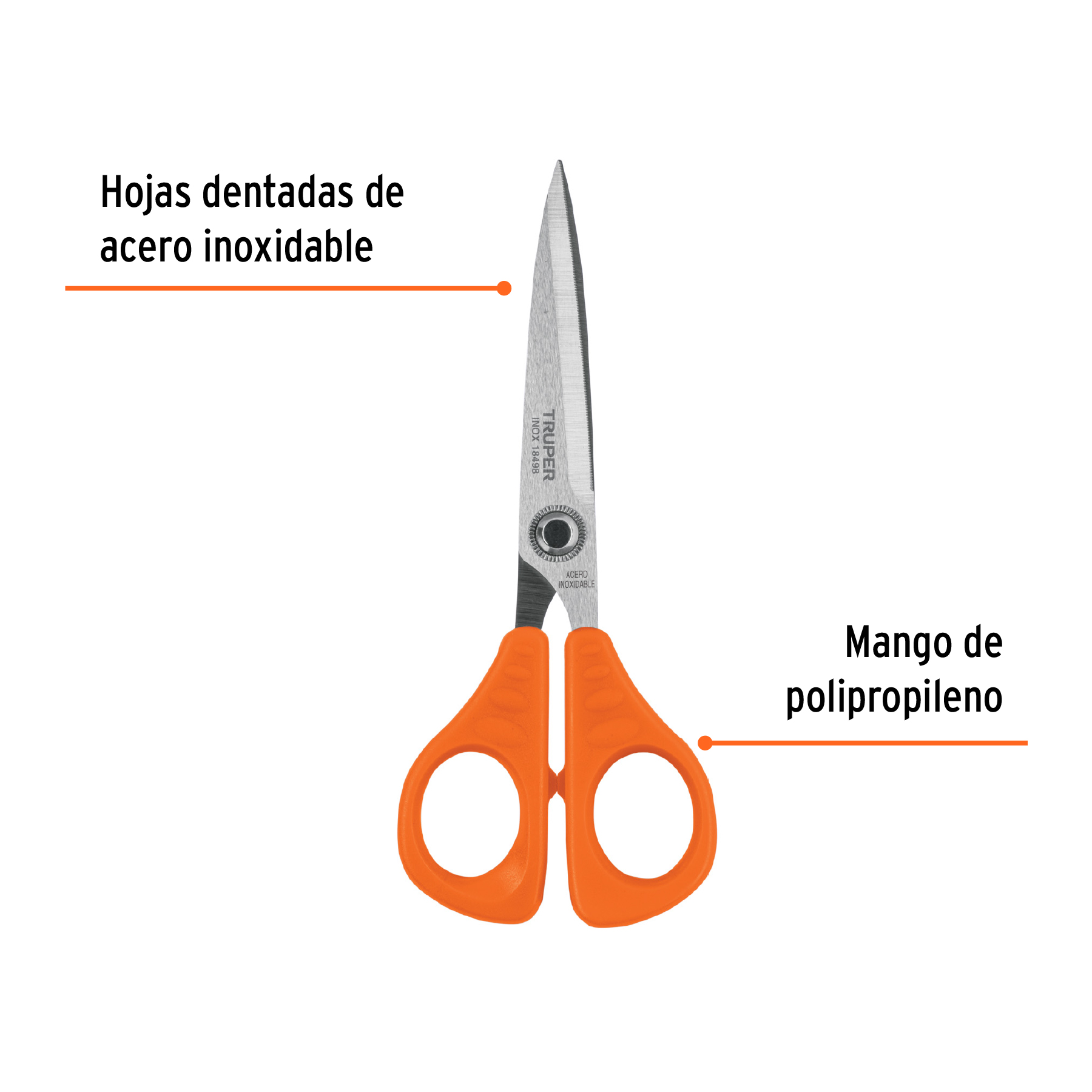 Tijera 6-1/2' para oficina, de acero inoxidable, TRUPER - Imagen 3