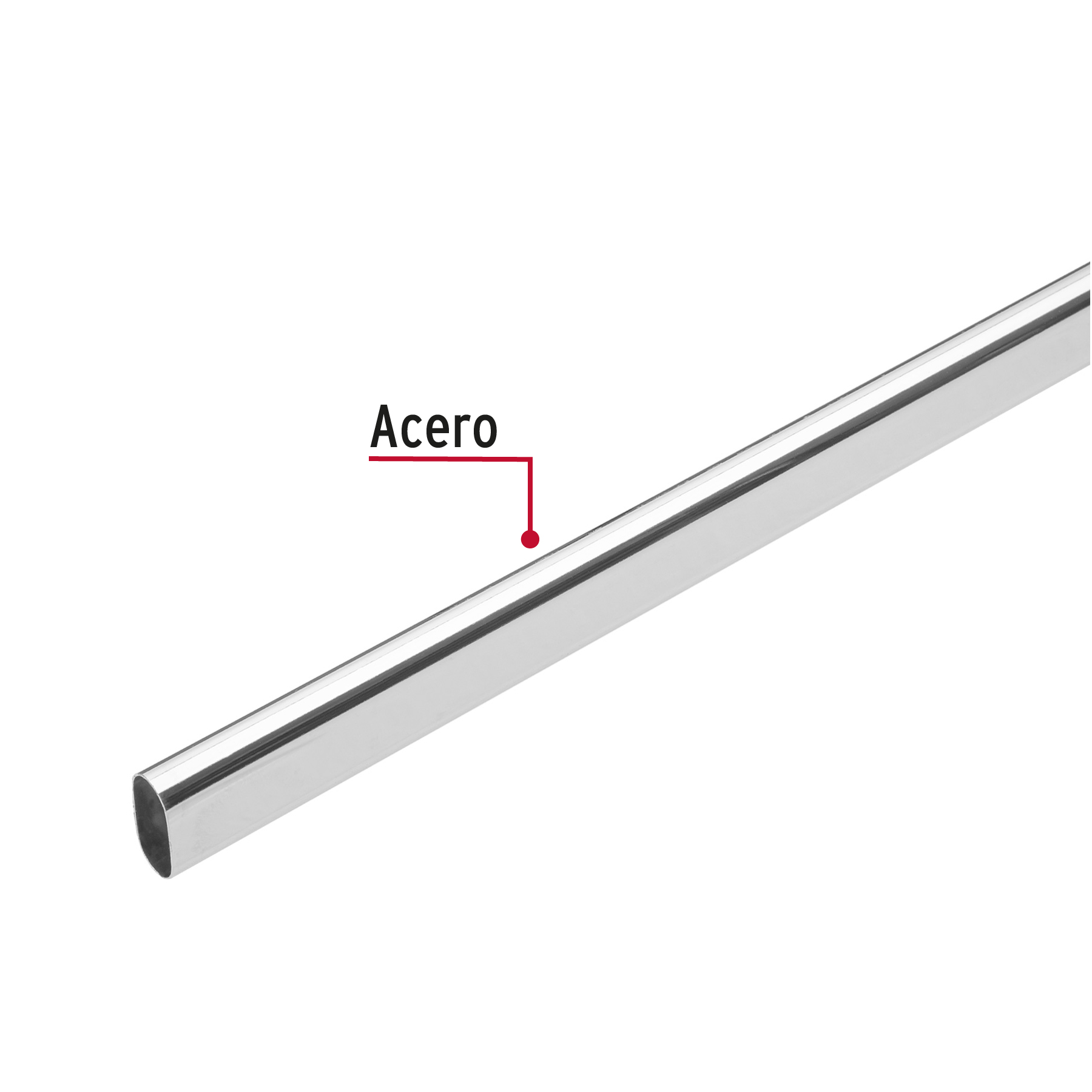 Tubo ovalado para clóset, 1.2 m, acero cromado, HERMEX - Imagen 3
