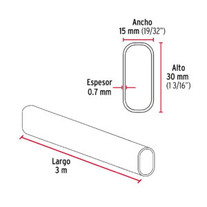 Tubo ovalado de 3.0 m negro para closet, HERMEX - Imagen 4