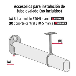 Tubo ovalado para clóset, 3 m, aluminio, HERMEX - Imagen 5
