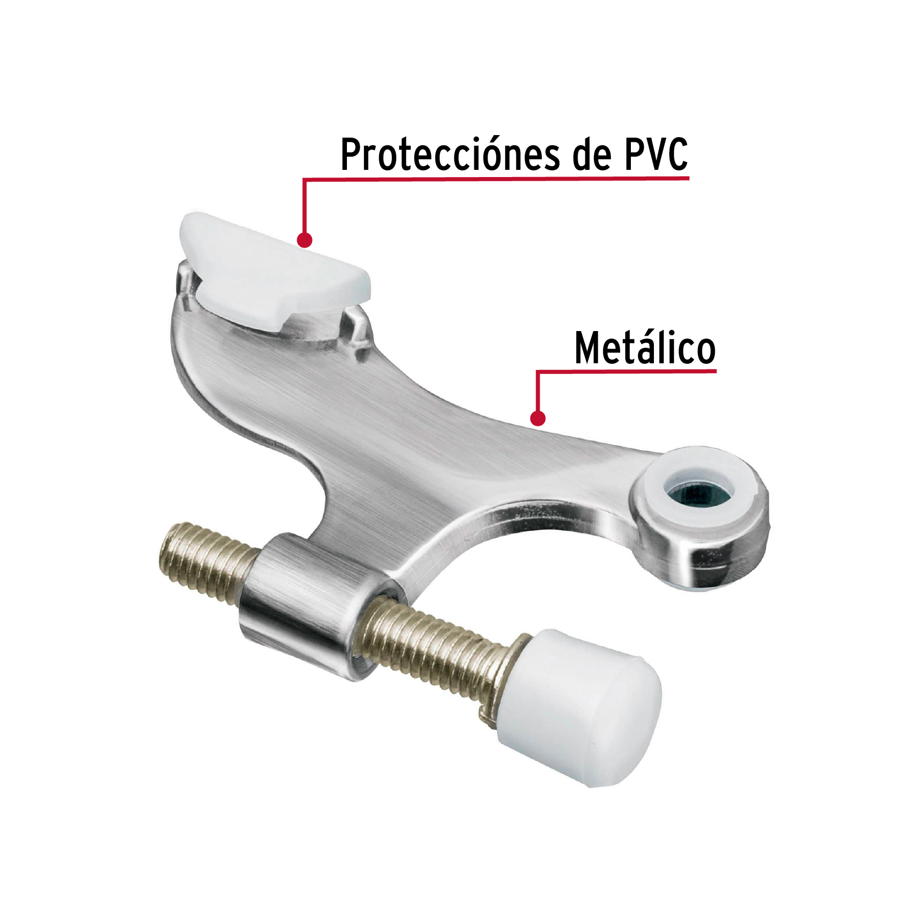 Tope de puerta para bisagra, acabado cromo mate, HERMEX - Imagen 3