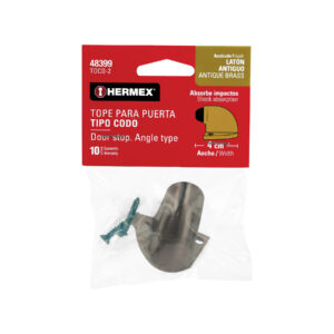 Tope tipo codo para puerta, acabado latón antiguo, HERMEX - Imagen 6
