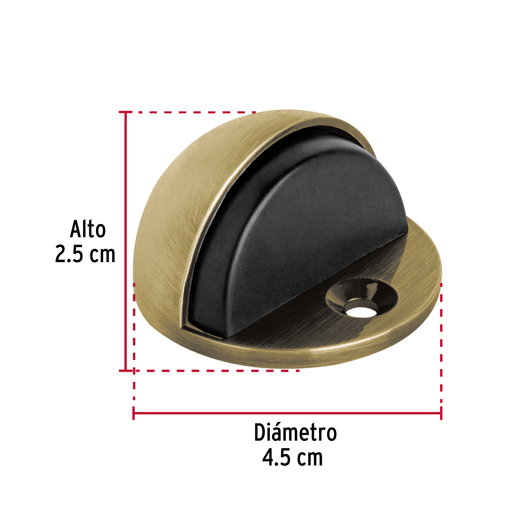 Tope tipo domo para puerta, acabado latón antiguo, HERMEX - Imagen 4