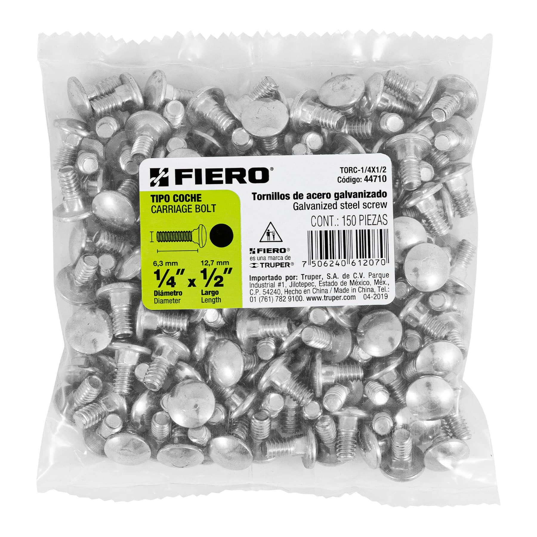Bolsa con 150 tornillos 1/4' x 1/2' tipo coche, FIERO - Imagen 5