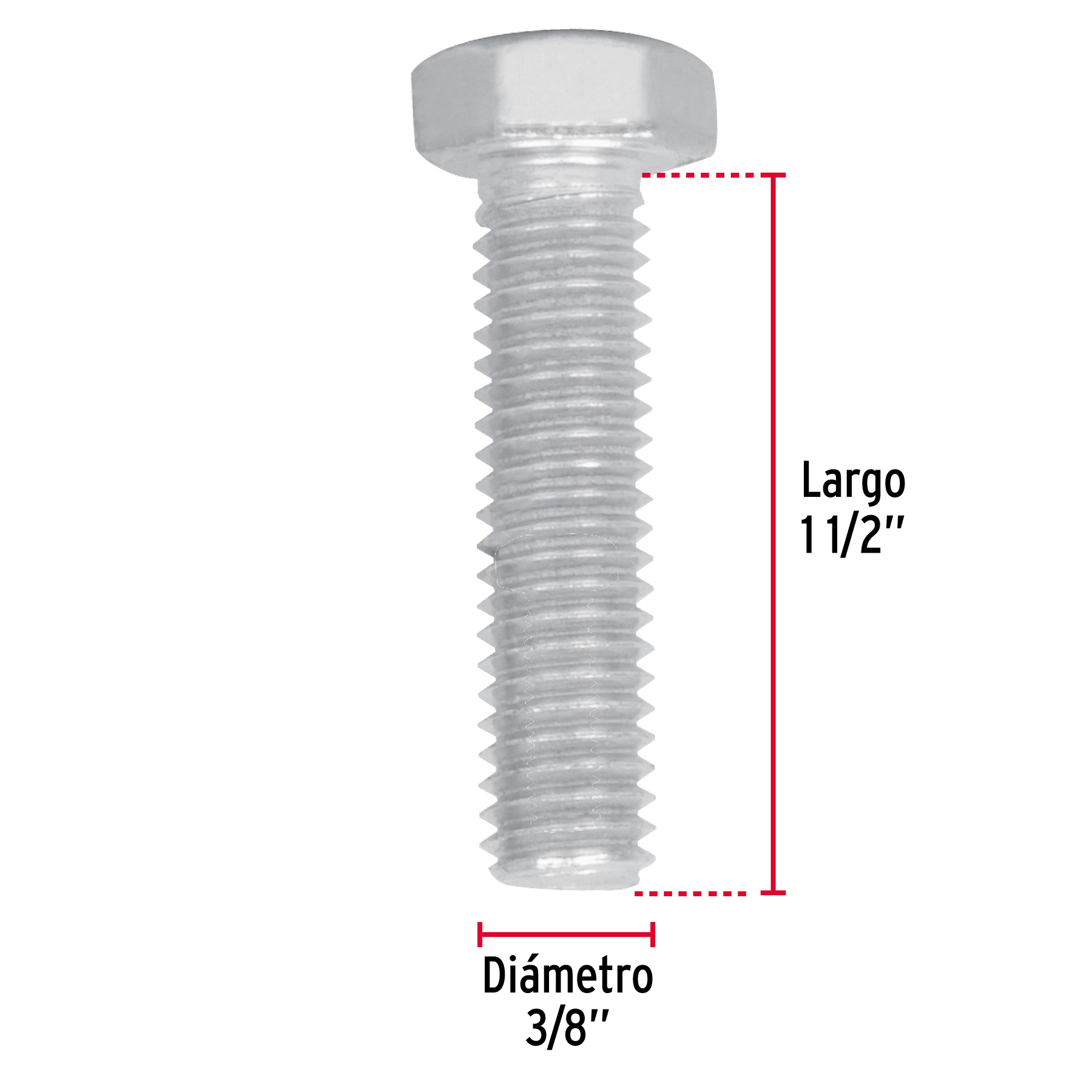 Bolsa con 70 tornillos 3/8' x 1-1/2' tipo máquina, FIERO - Imagen 4