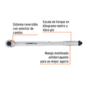 Torquímetro de trueno, dos lecturas, cuadro 1/2', TRUPER - Imagen 3