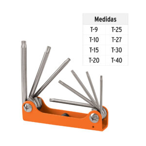 Juego de 8 llaves torx tipo navaja, cuerpo de lámina, TRUPER - Imagen 4