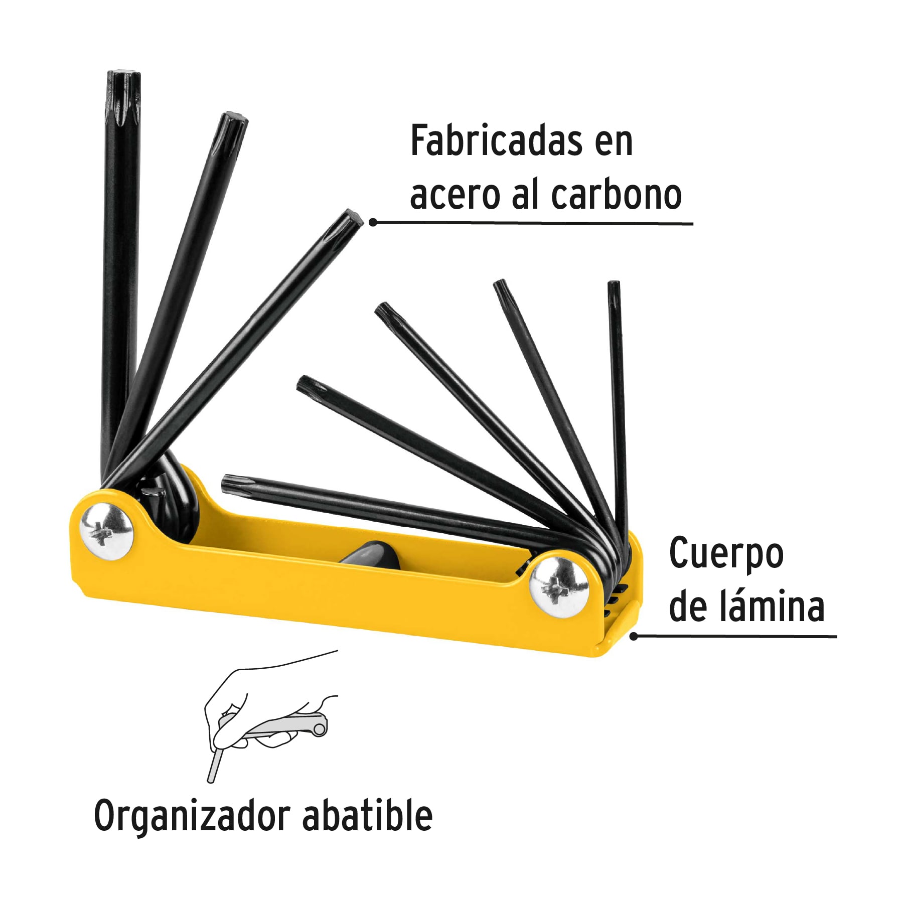 Juego de 8 llaves torx tipo navaja, lámina, a granel, PRETUL - Imagen 3