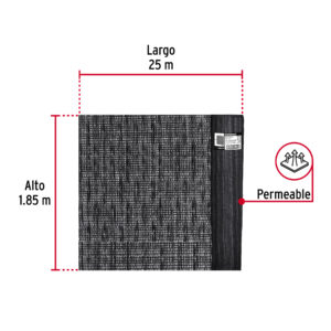 Rollo de malla sombra 80%, monofilamento negro, 1.85m x 25m - Imagen 4