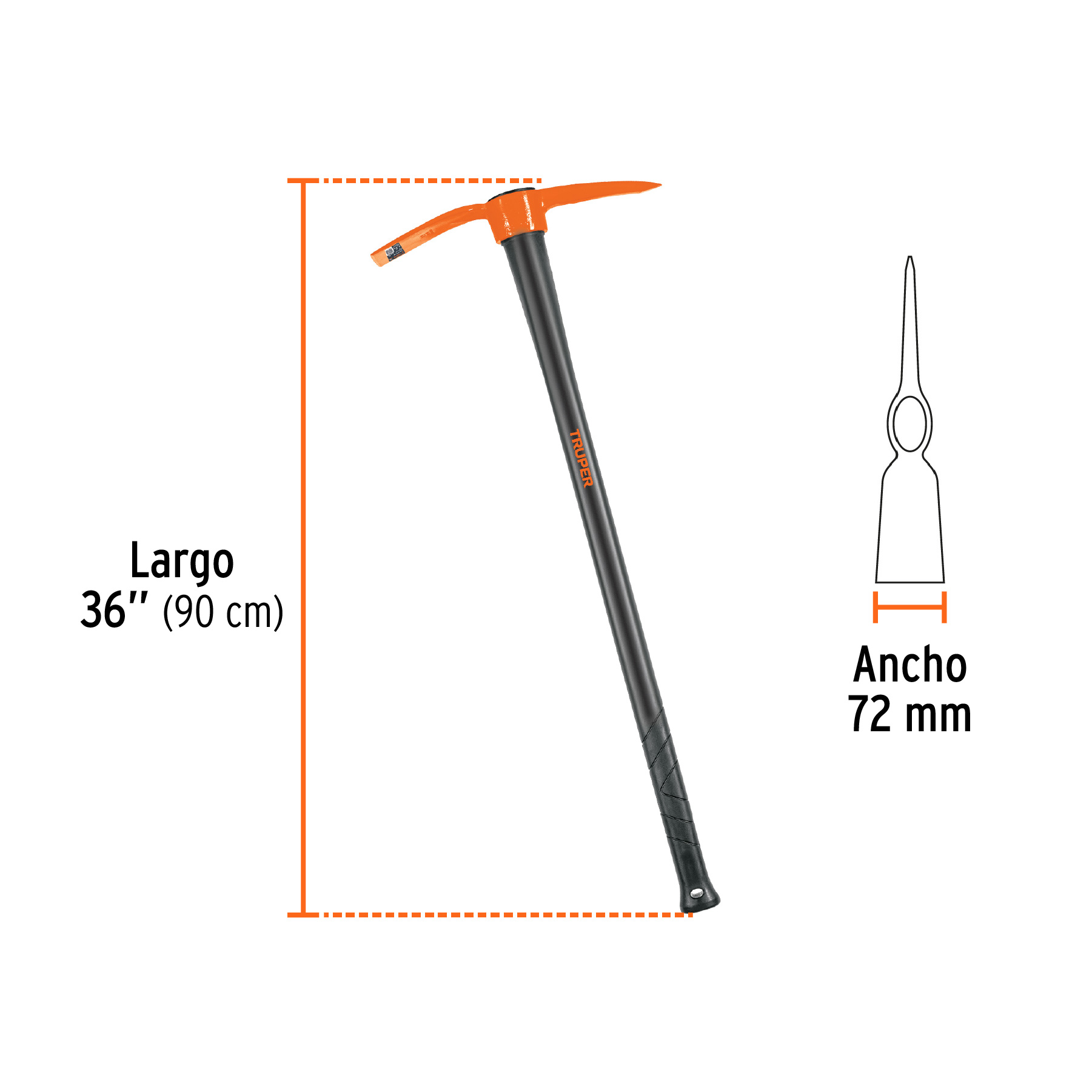 Talacho-pico 2.5 lb, mango fibra de vidrio 36', TRUPER - Imagen 4