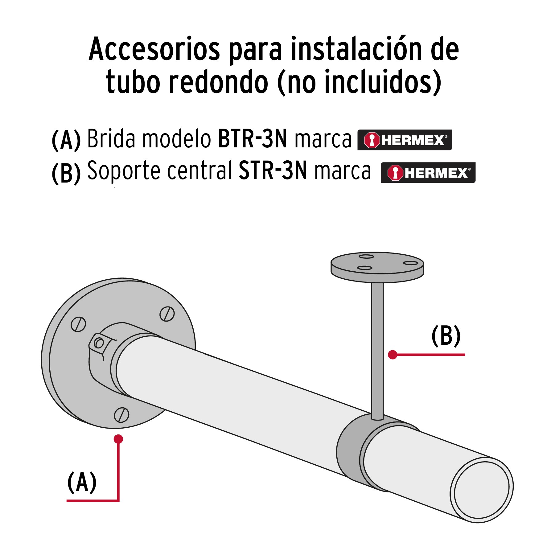 Tubo redondo de 3.0 m negro para closet, HERMEX - Imagen 5