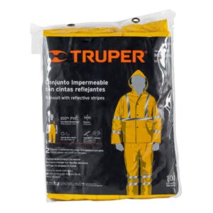 Conjunto impermeable doble capa amarillo con reflejante, M - Imagen 4