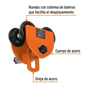 Trole de carga 1 ton para vigas IPS e IPR, ajustable, TRUPER - Imagen 3