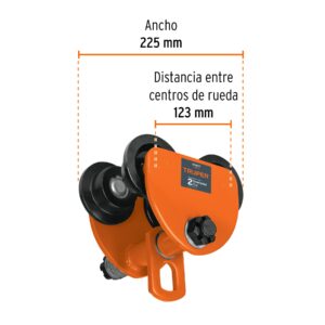 Trole de carga 2 ton para vigas IPS e IPR, ajustable, TRUPER - Imagen 4