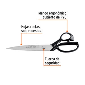 Tijera 12' para sastre, acabado satinado, TRUPER - Imagen 3
