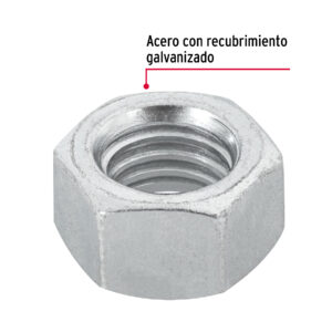 Bolsa con 50 tuercas 1/2' hexagonales de acero galvanizado - Imagen 3