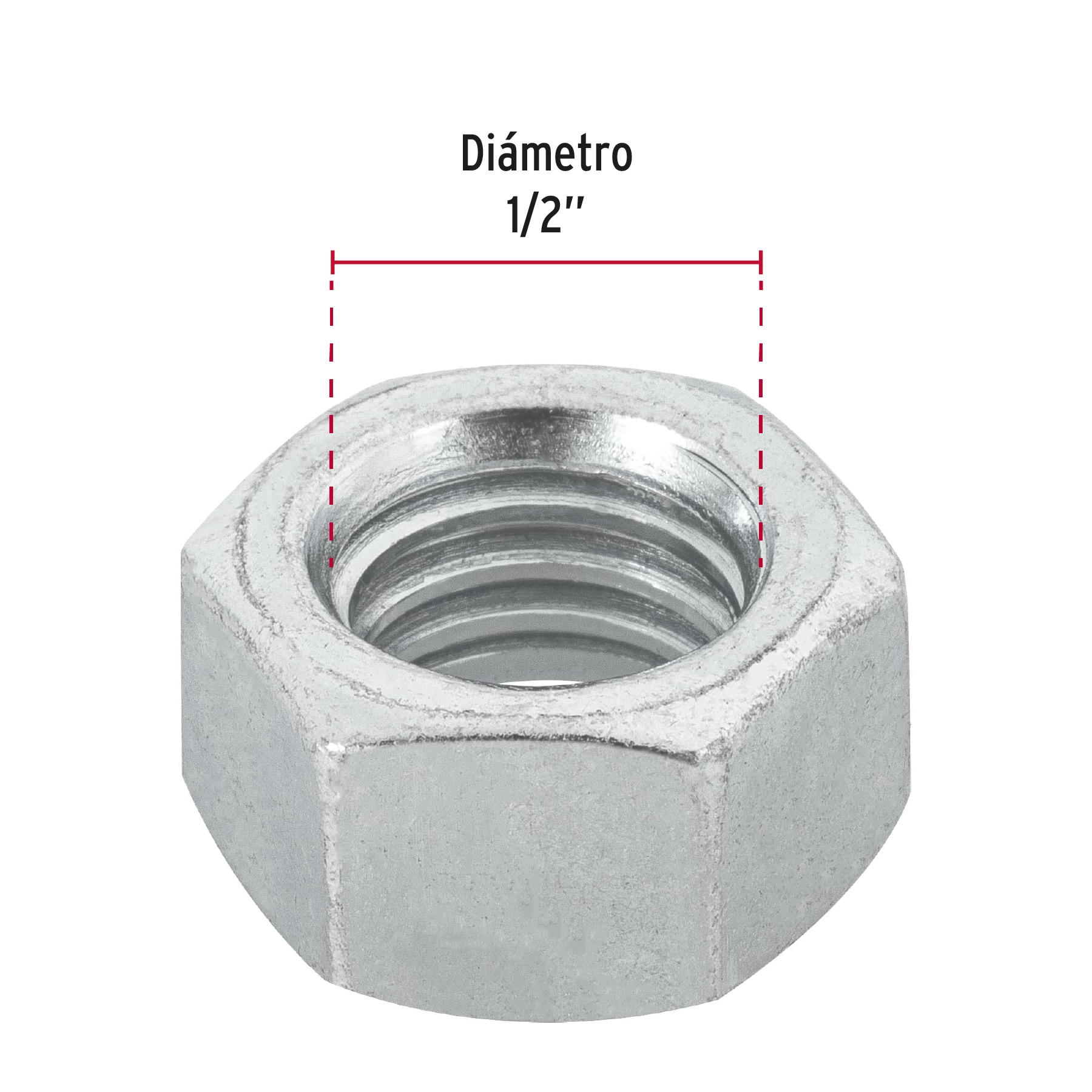 Bolsa con 50 tuercas 1/2' hexagonales de acero galvanizado - Imagen 4