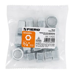 Bolsa con 15 tuercas 3/4' hexagonales de acero galvanizado - Imagen 5