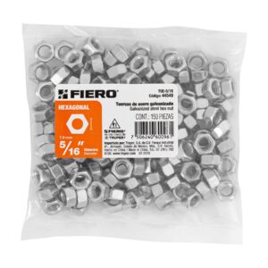 Bolsa con 150 tuercas 5/16' hexagonales de acero galvanizado - Imagen 5