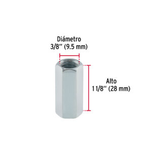 Bolsa con 5 tuercas cople, 3/8' acero galvanizado , FIERO - Imagen 3