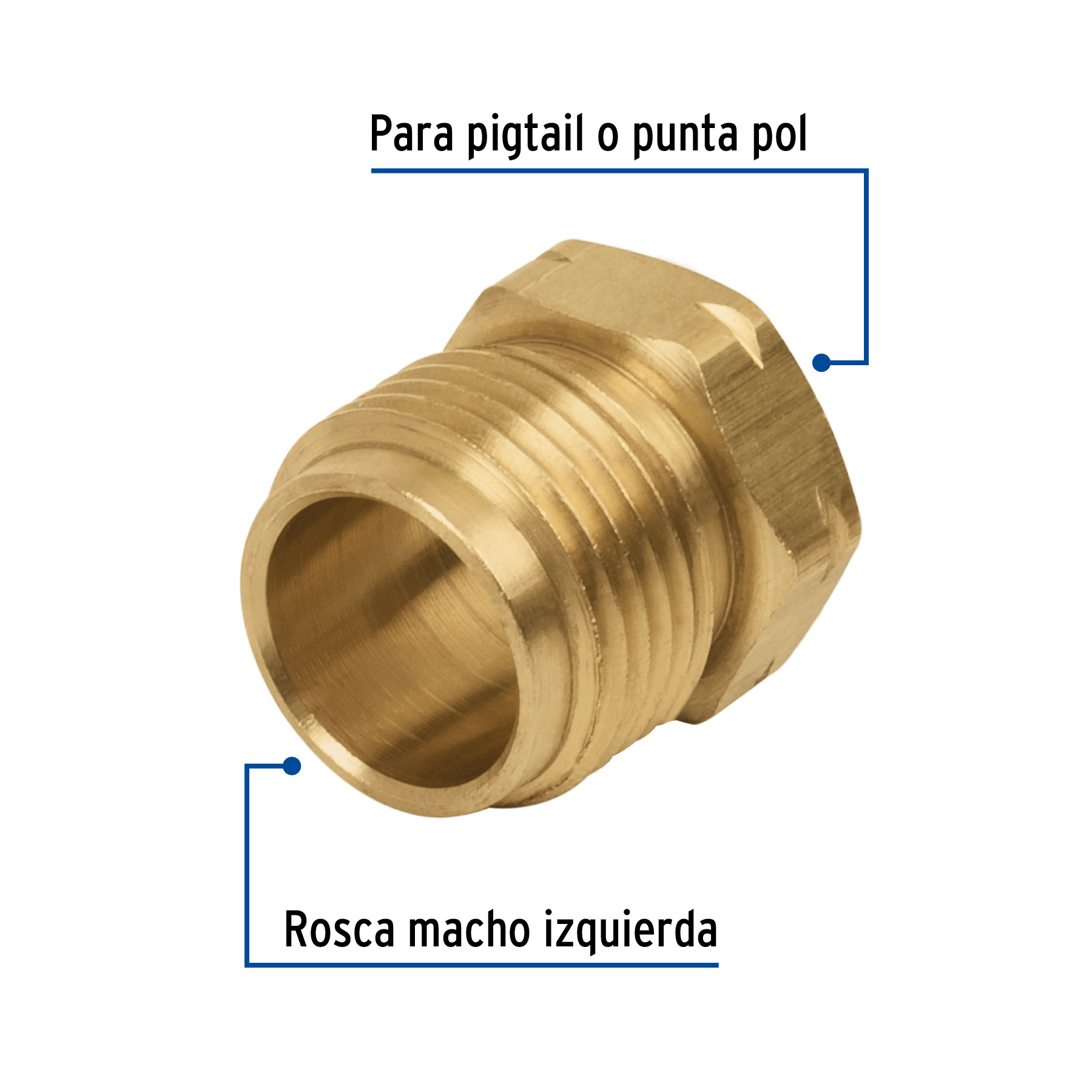 Tuerca izquierda de latón 7/8' en bolsa, FOSET - Imagen 3