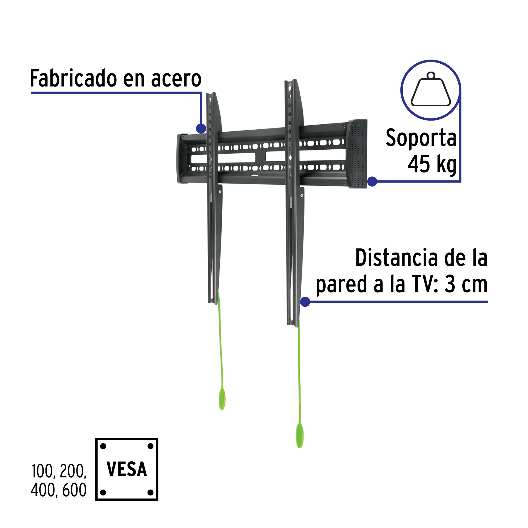 Soporte para pantallas de 32' a 70', fijo, VOLTECK - Imagen 3