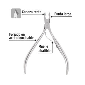 Alicate para manicure 4', cabeza recta, punta larga, PRETUL - Imagen 3