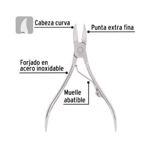 Alicate para pedicure 4-3/4', cabeza curva, extrafina,PRETUL - Imagen 3