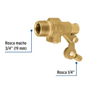 Válvula de flotador de latón 3/4', reforzada, FOSET - Imagen 3