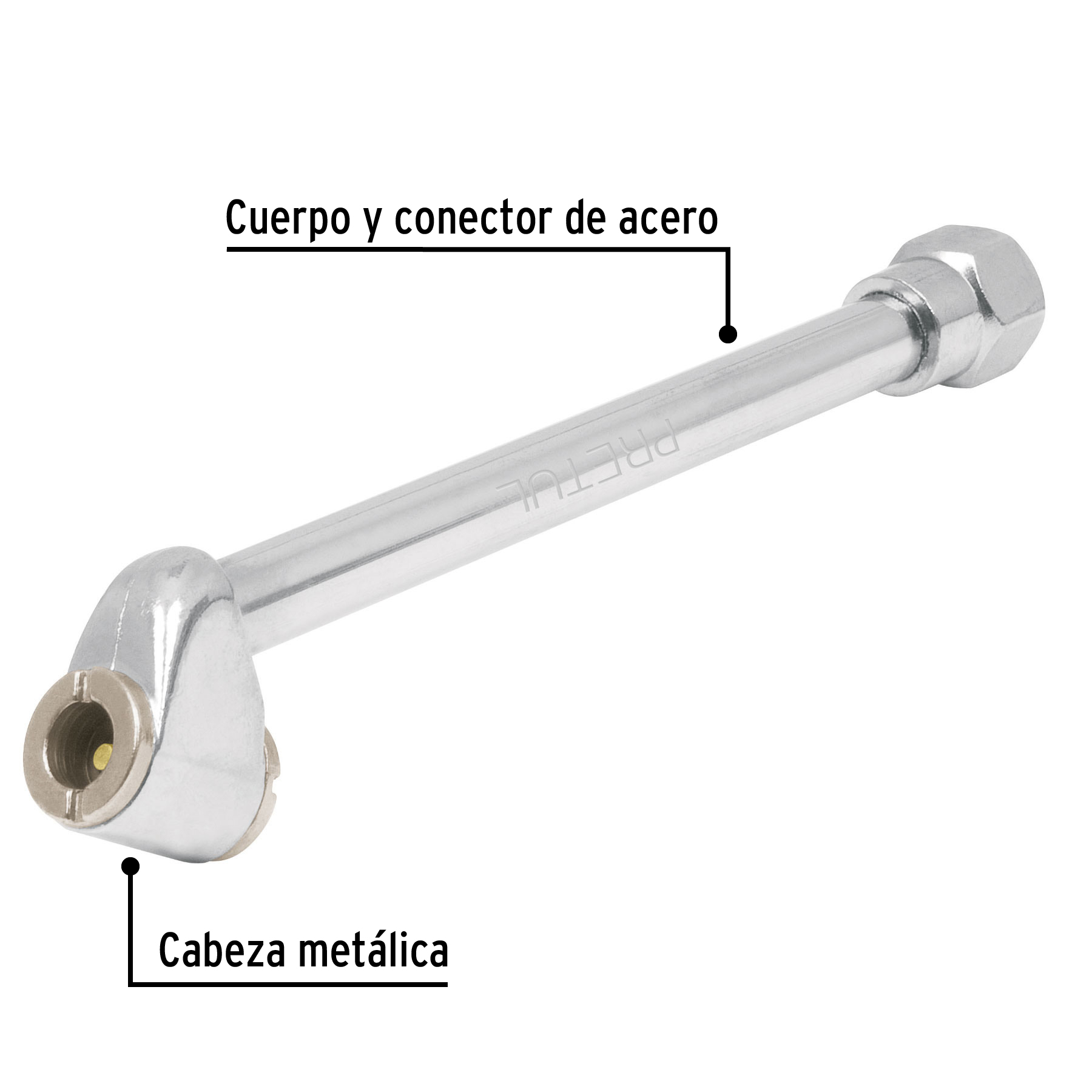 Inflador de cabeza doble, cuerda 1/4' NPT, PRETUL - Imagen 3