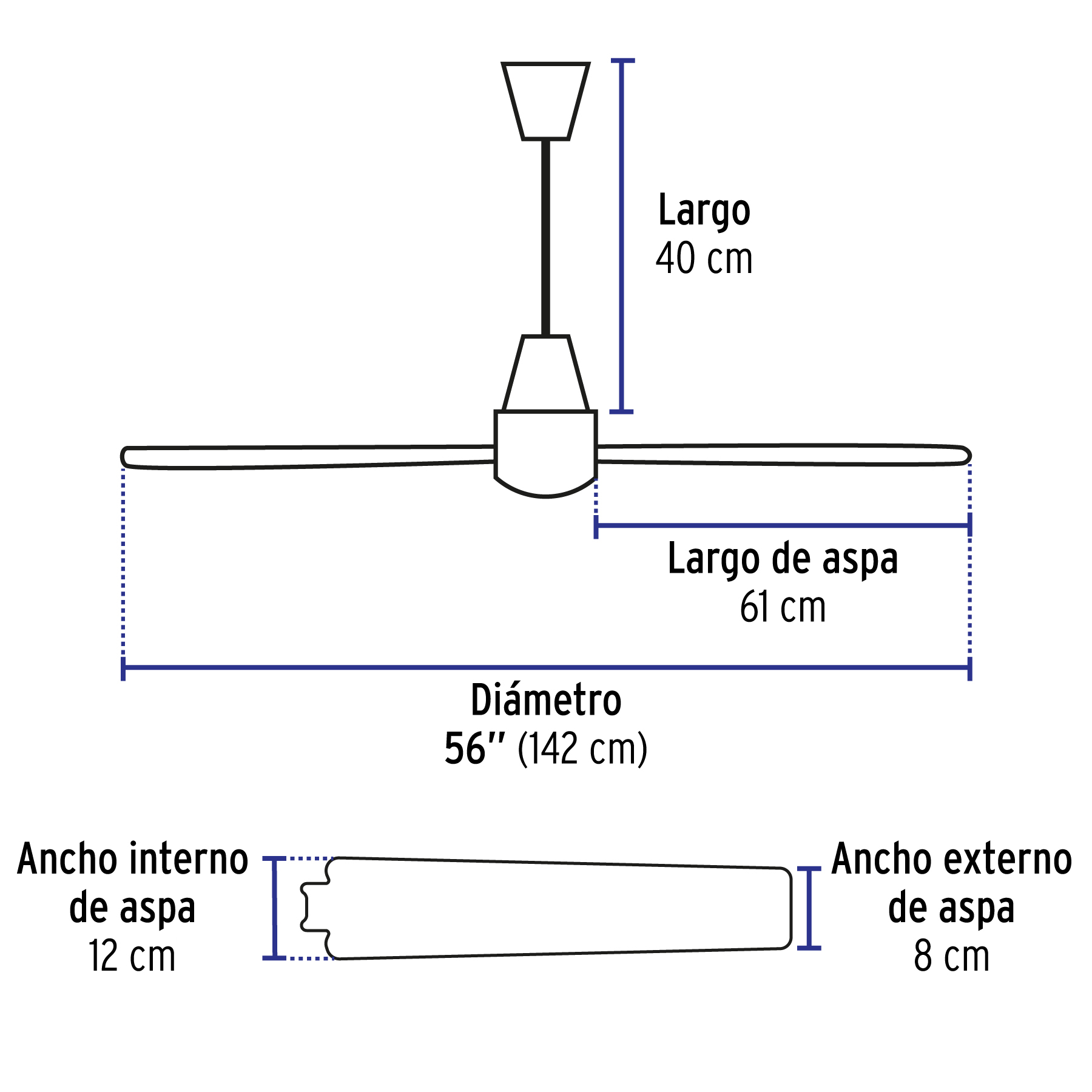 Ventilador de techo para interior, 56', blanco, VOLTECK - Imagen 6