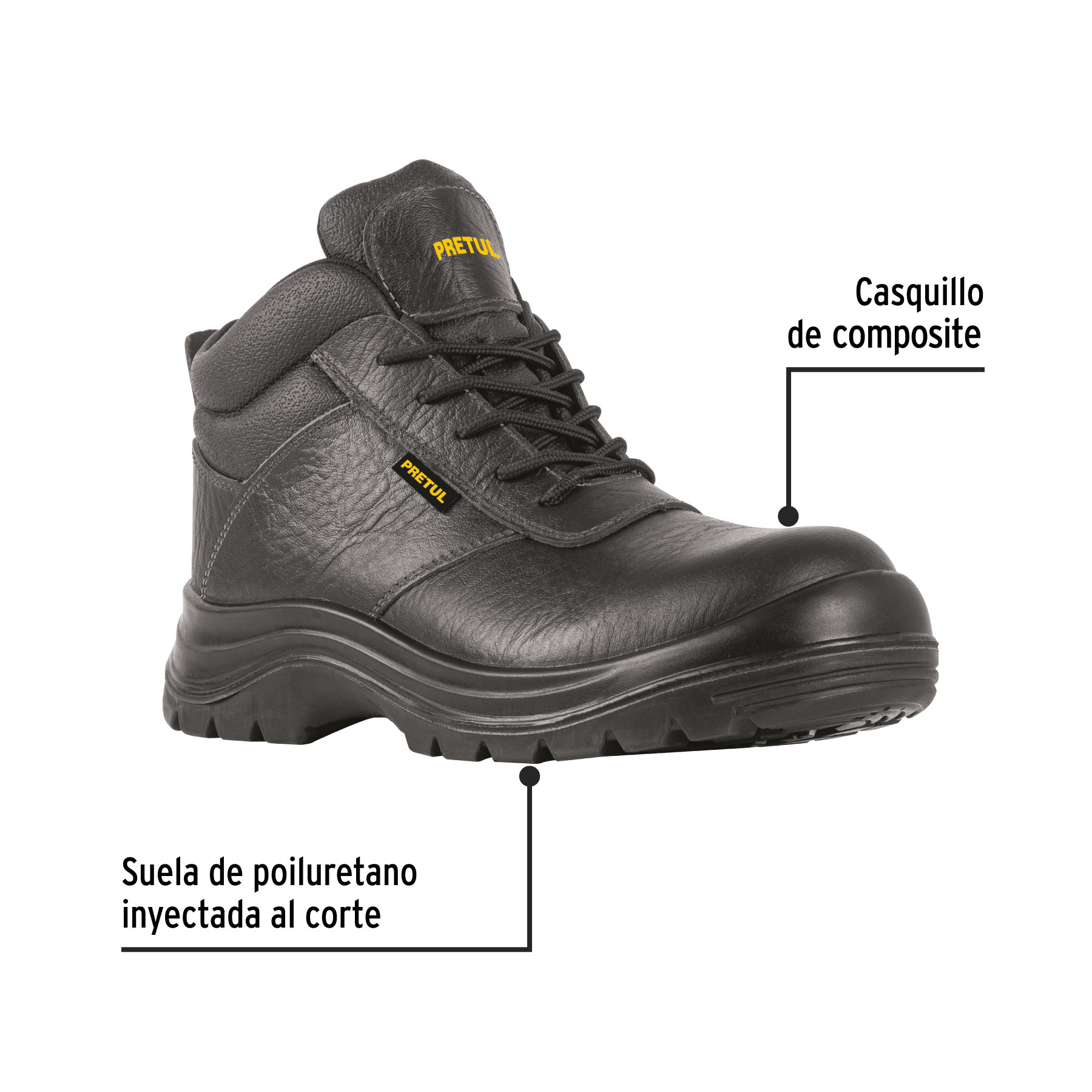 Bota de seguridad negra, #26, casquillo de composite, PRETUL - Imagen 3