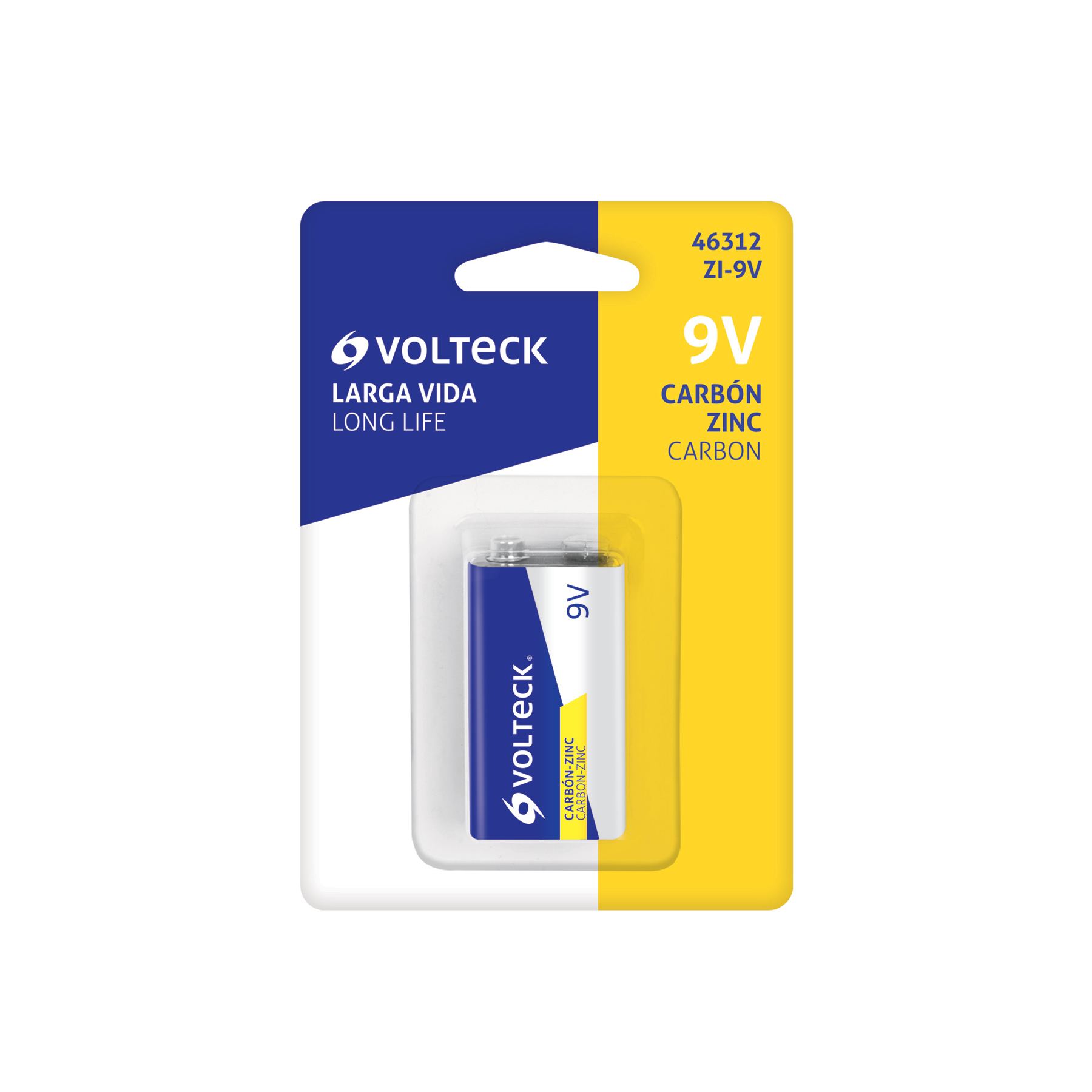 Blíster con 1 pila zinc-carbón 9 V, VOLTECK - Imagen 3