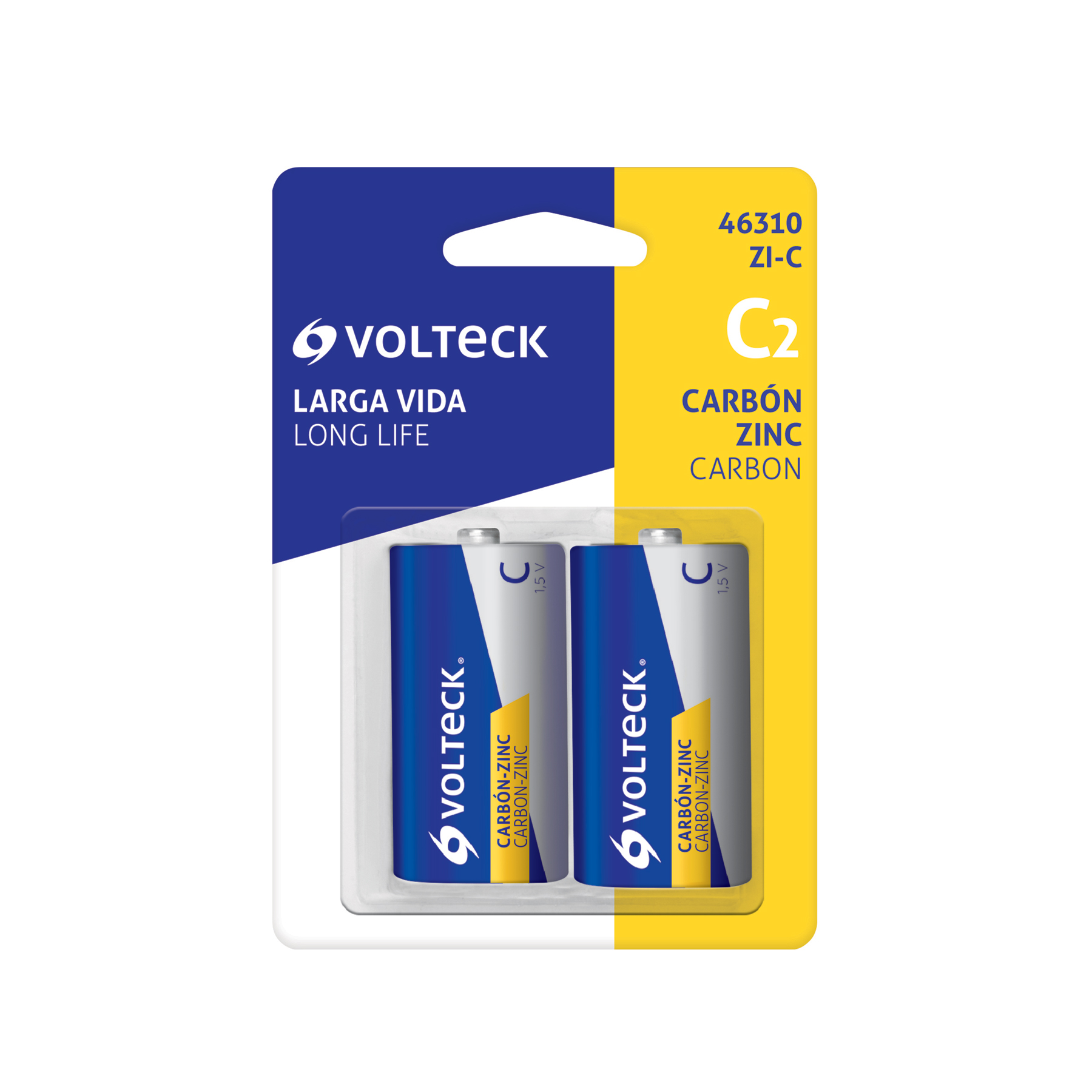 Blíster con 2 pilas zinc-carbón C, VOLTECK - Imagen 3