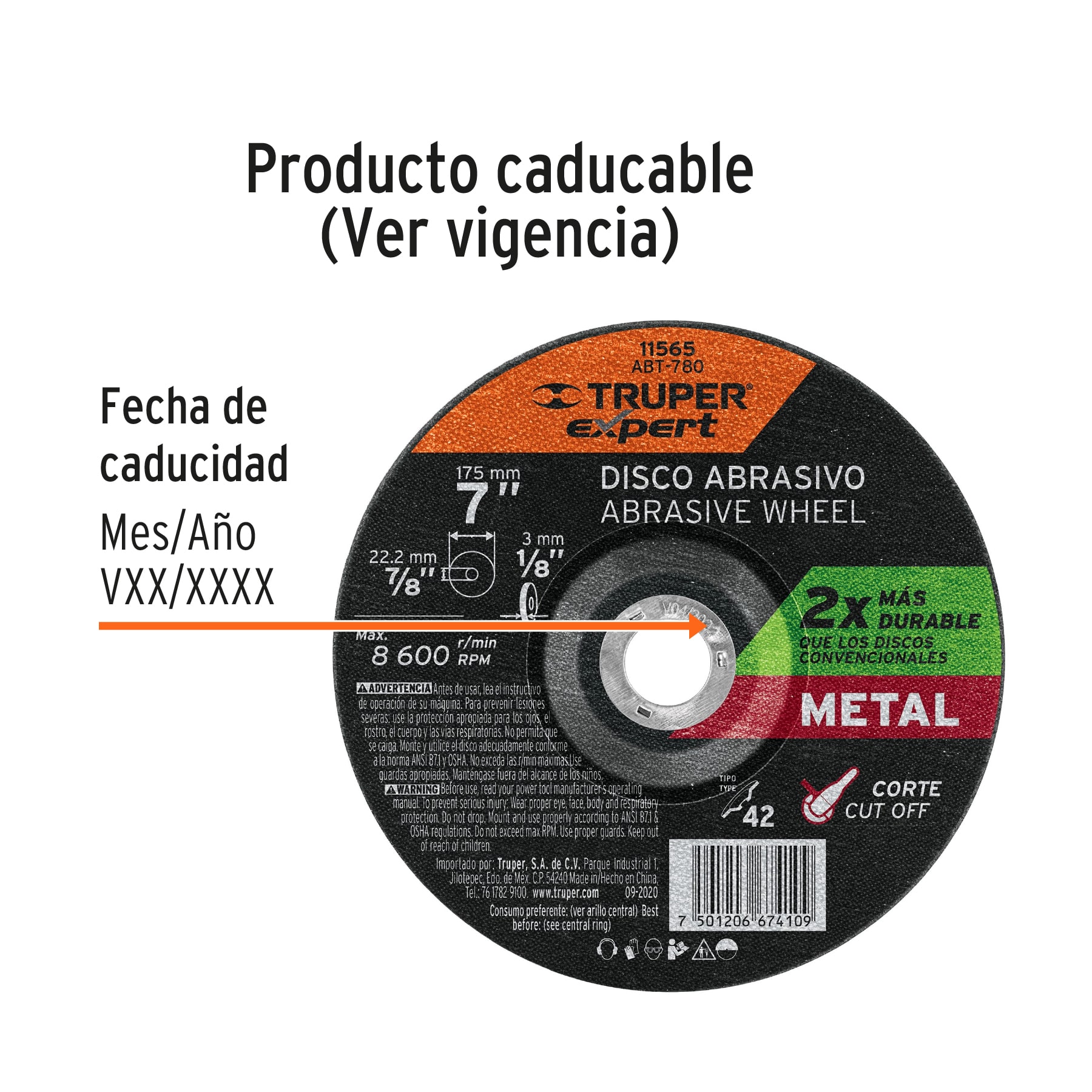 Disco Tipo 42 de 7' x 3.2 mm corte metal, TRUPER EXPERT - Imagen 3