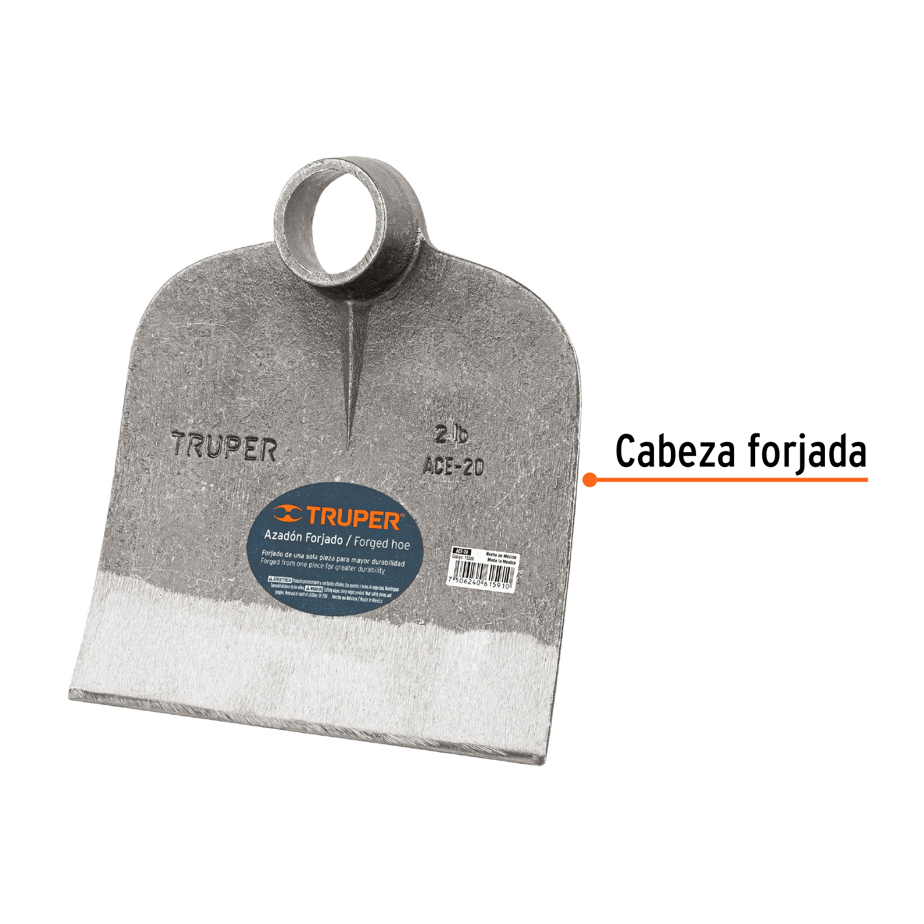 Azadón Centroamericano 2.0 lb, sin mango, TRUPER - Imagen 2