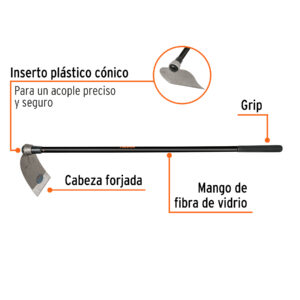 Alternative view of Azadón Centroamericano 3.0 lb, mango de fibra 54', TRUPER
