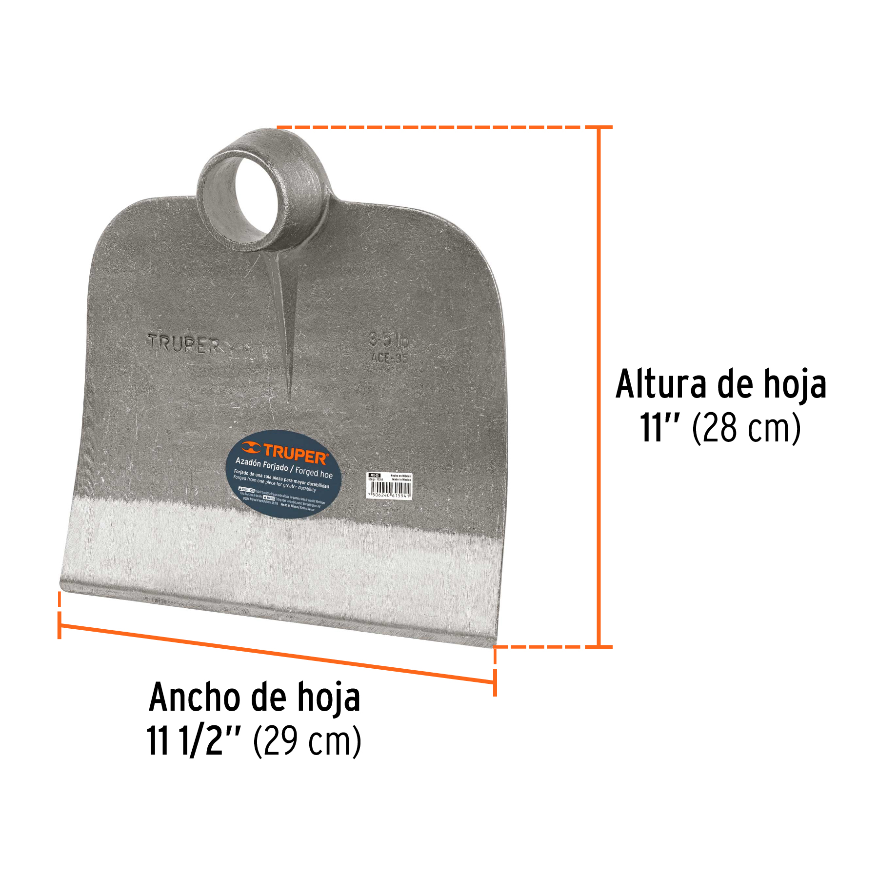 Azadón Centroamericano 3.5, lb sin mango, TRUPER - Imagen 3
