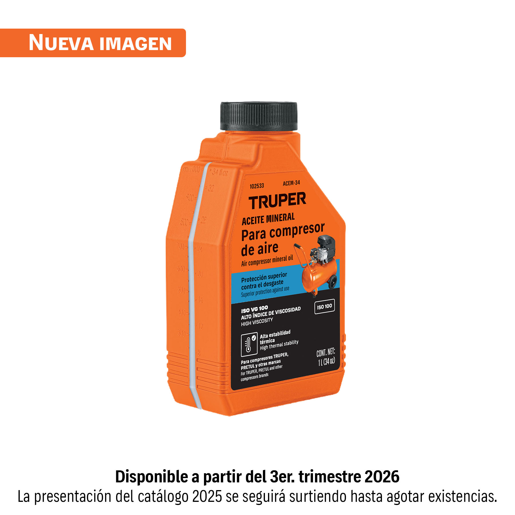 Aceite mineral para compresor 1000ml (34oz), TRUPER