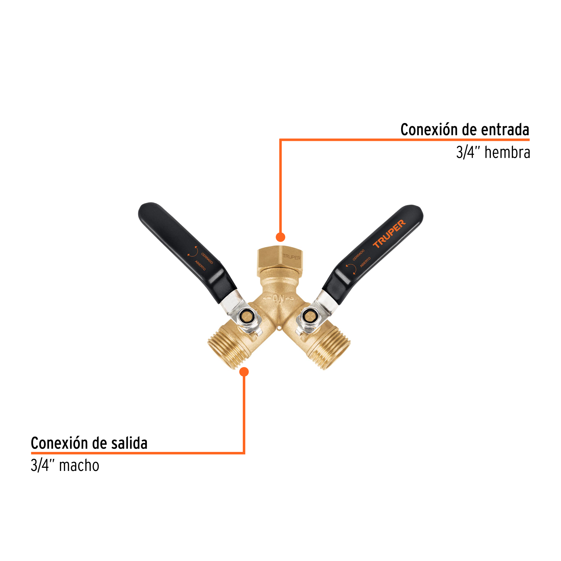 Conector "Y" 3/4" cuerpo robusto con tuerca móvil p/manguera - Imagen 4