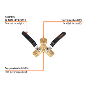 Alternative view of Conector "Y" 3/4" cuerpo robusto con tuerca móvil p/manguera